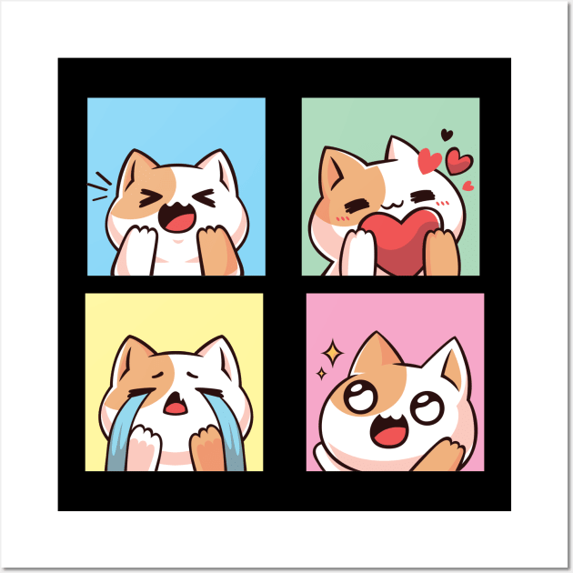 four cute cat reaction Wall Art by Rsom.Khan